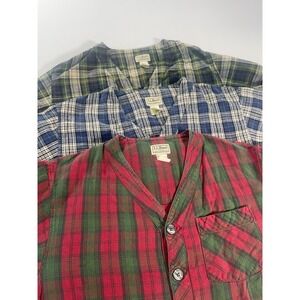 Lot of 3 VTG LL Bean Plaid Nightgowns Long Night Shirt Pajamas Men's Medium